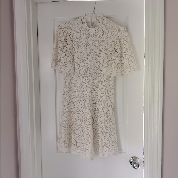 rebecca taylor white lace dress Chevron Lace Mini Dress In White